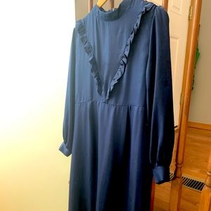 Handmade blue silk maxi dress